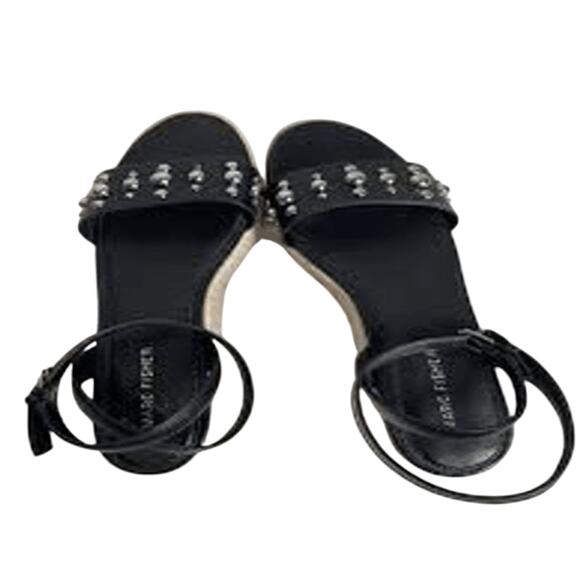 Marc Fisher Joyce Espadrille Platform Sandal Black 8 Casual Preppy Summer Jute 8 - Picture 1 of 8